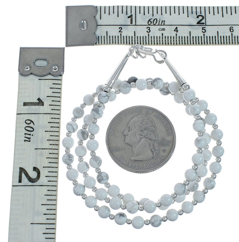 Howlite Navajo Genuine Sterling Silver Bead Necklace X10792